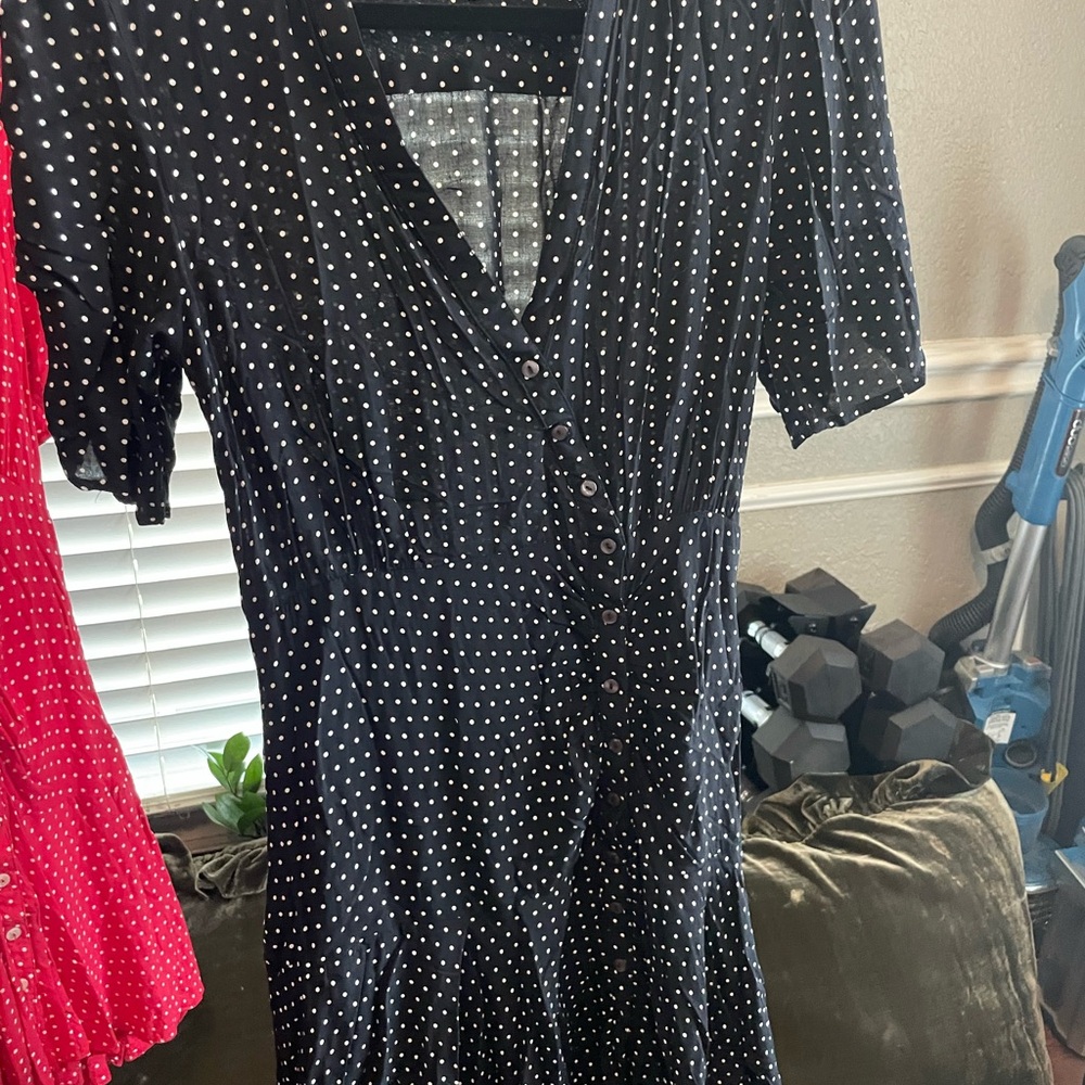 Free People Black and White Polka Dot Mini Dress